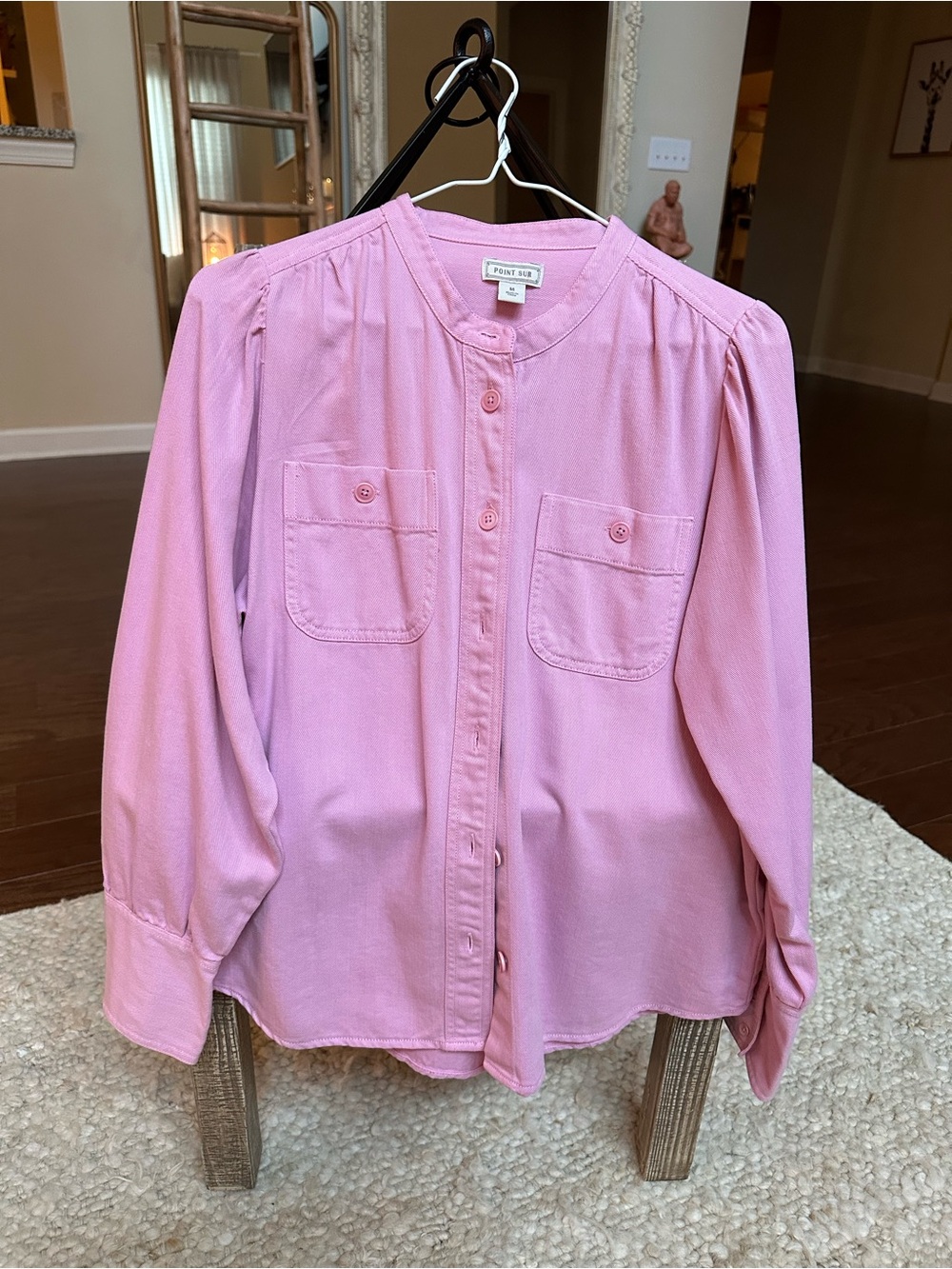 J. Crew Pink Button-Front Long-Sleeve Blouse